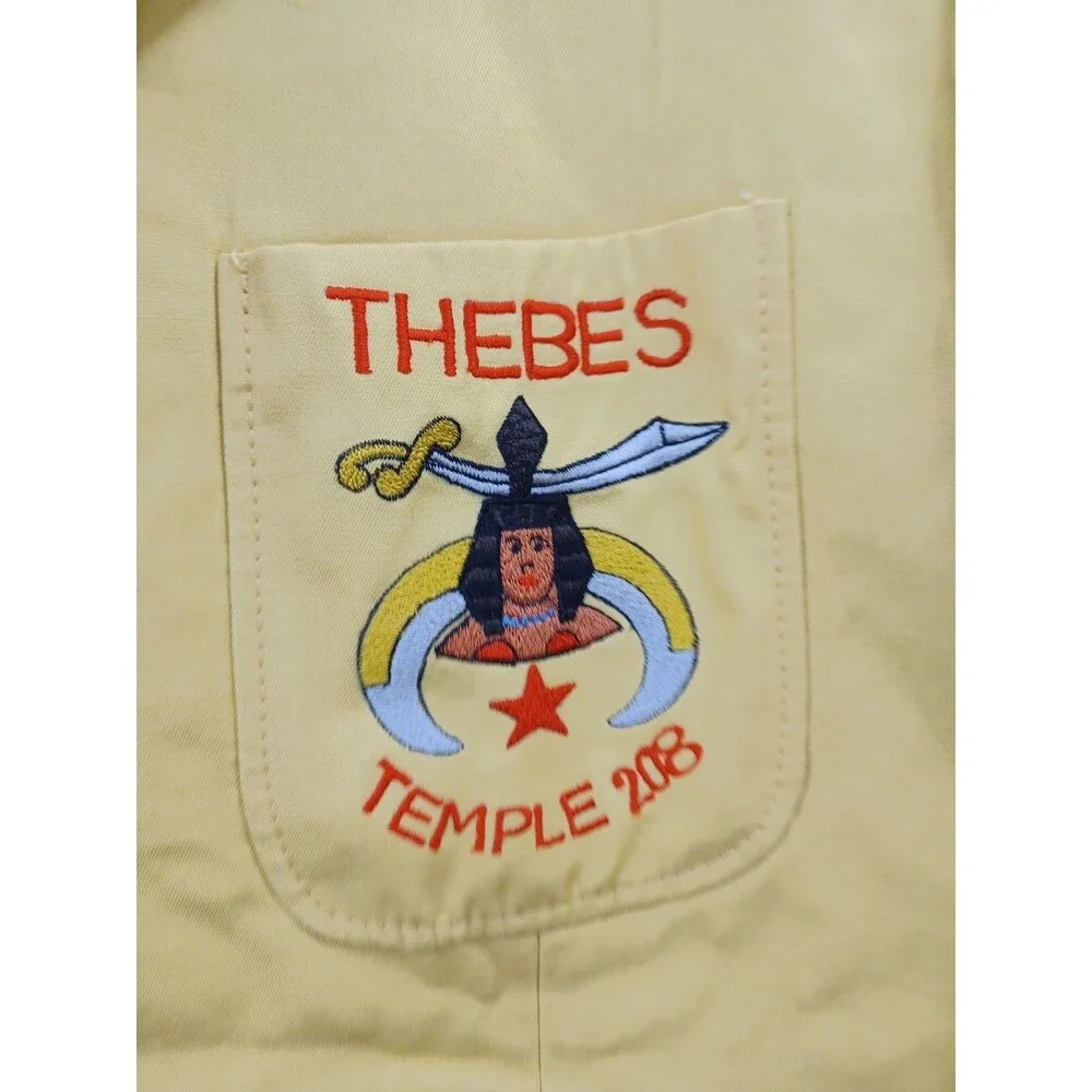 Vtg Thebes Temple 208 Suit Jacket Blazer Sport Coat Mens Sz 48 Mustard Chest 48